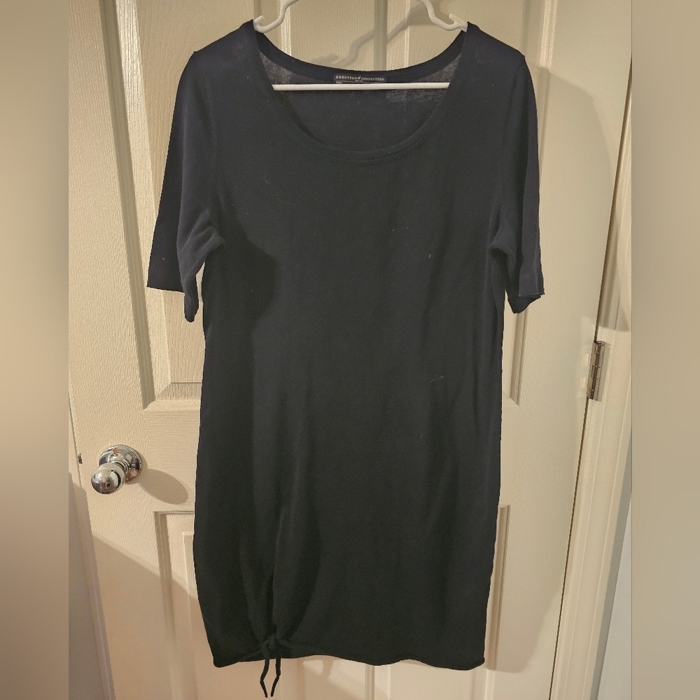 Peruvian Connection Black 100% Pima Cotton Short Sleeve Sheath Dress Size L